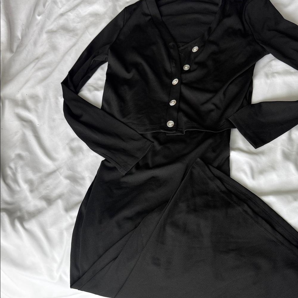 SHEIN Elegant Black Long Sleeve Dress